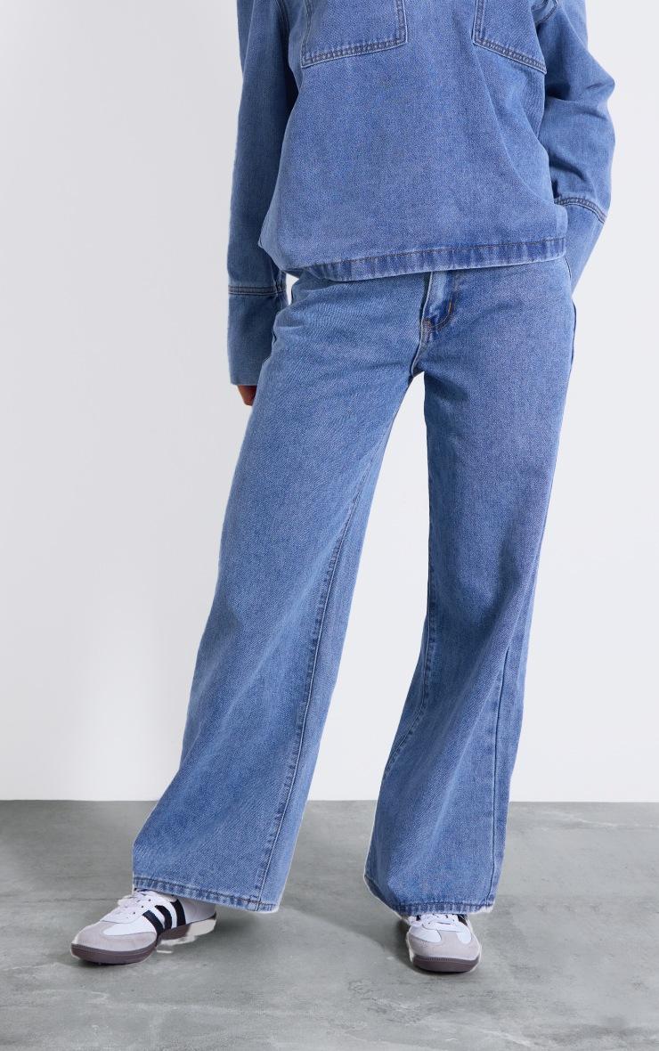 Pretty Little Thing Vintage Blue High Waist Wide Leg Jeans