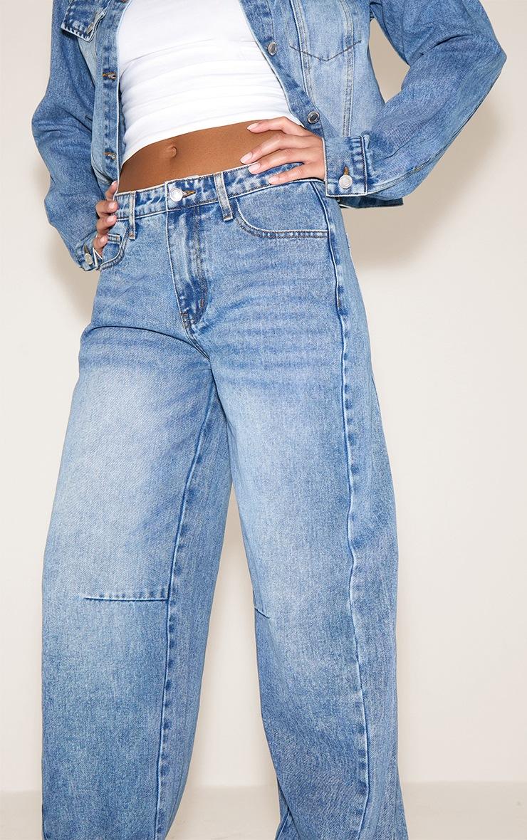 Pretty Little Thing Vintage Seam Detail Low Rise Barrel Jeans