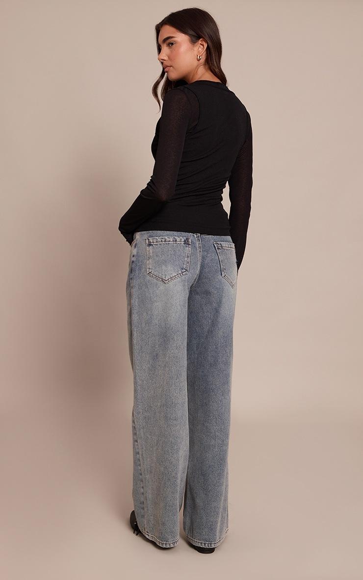 Pretty Little Thing Vintage Wash Asymmetric Waistband Wide Leg Jeans