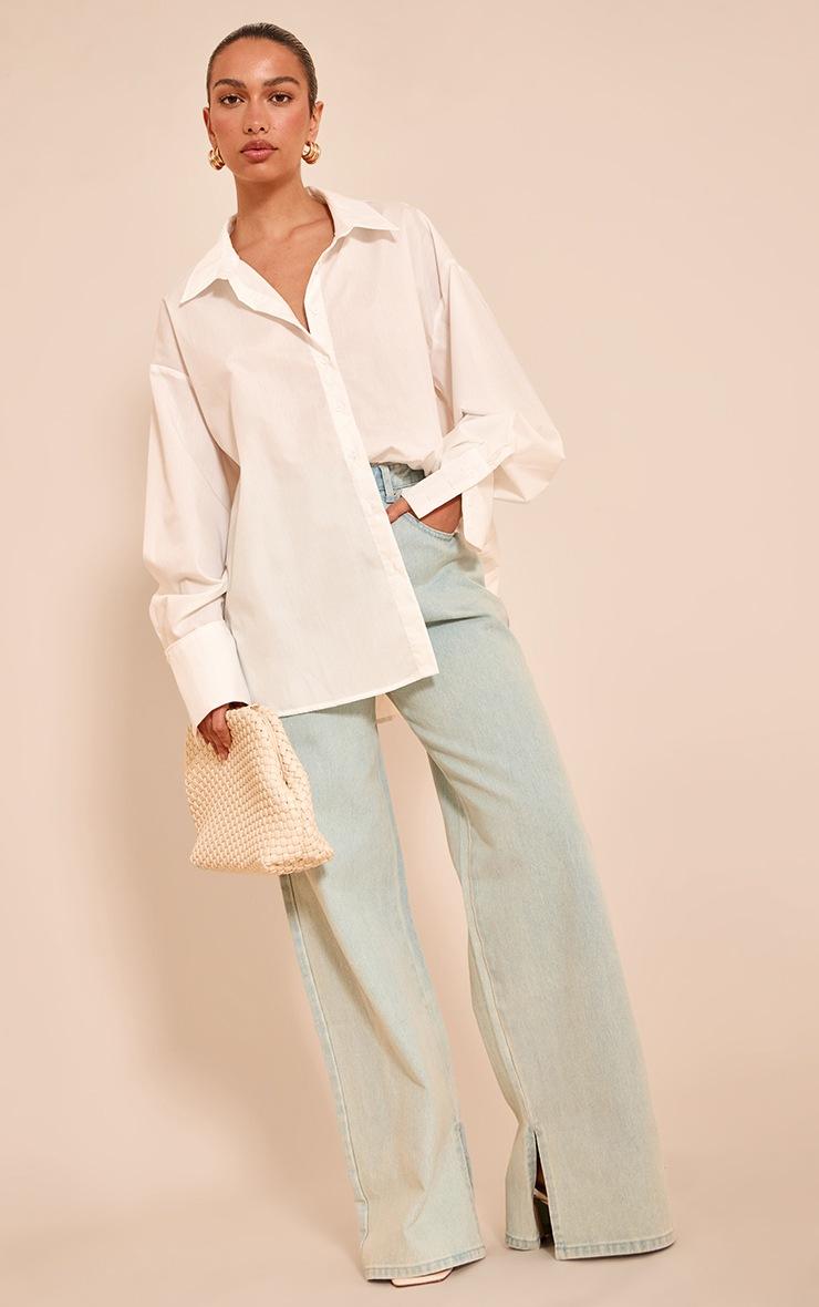 Pretty Little Thing Vintage Wash High Rise Split Hem Boyfriend Jeans