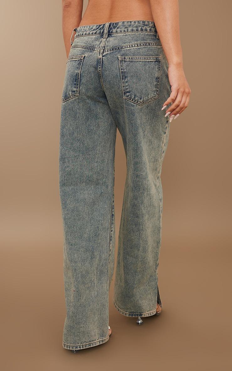 Pretty Little Thing Vintage Wash Mid Rise Split Hem Jeans