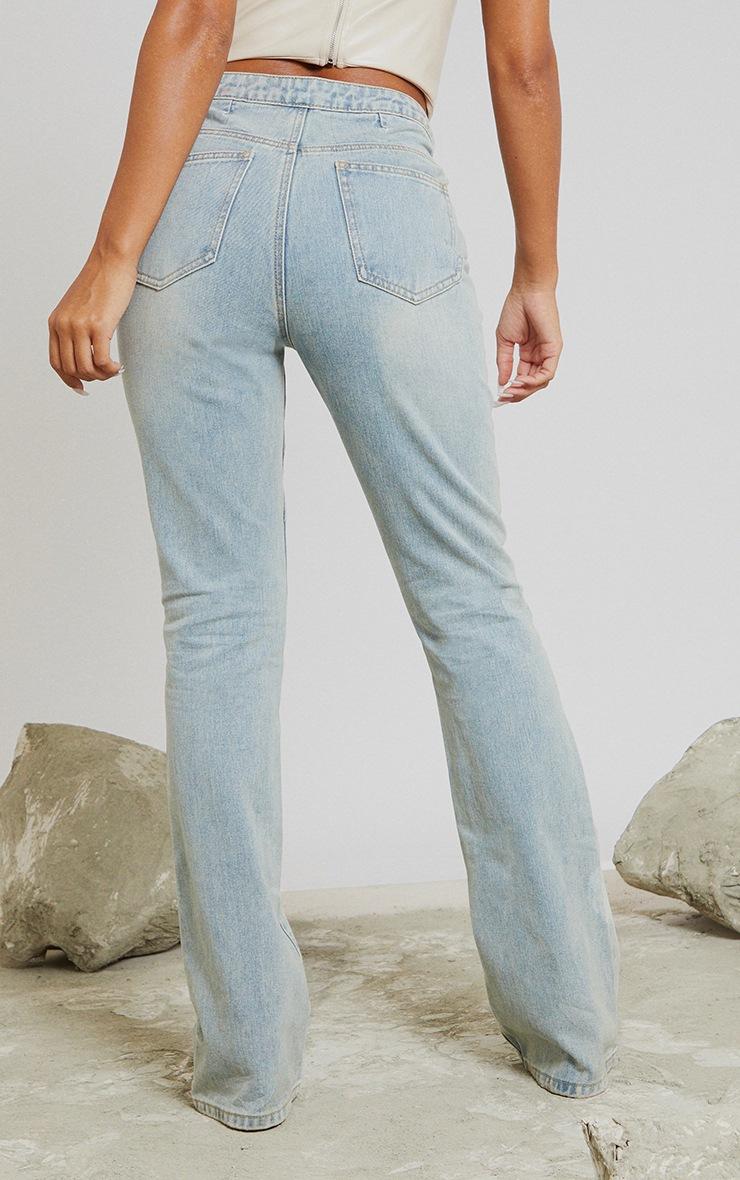 Pretty Little Thing Vintage Wash Seam Detail Long Leg Straight Jeans