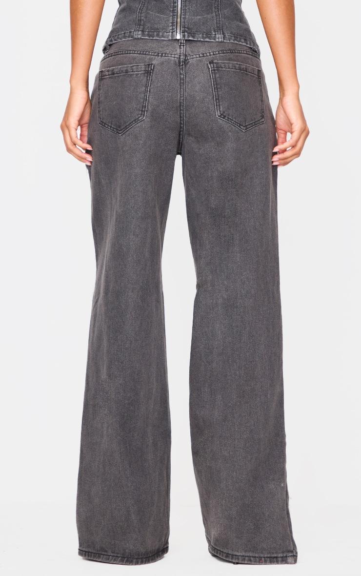 Pretty Little Thing Washed Black Extreme Distressed Sequin Panel Straight Leg Jeans