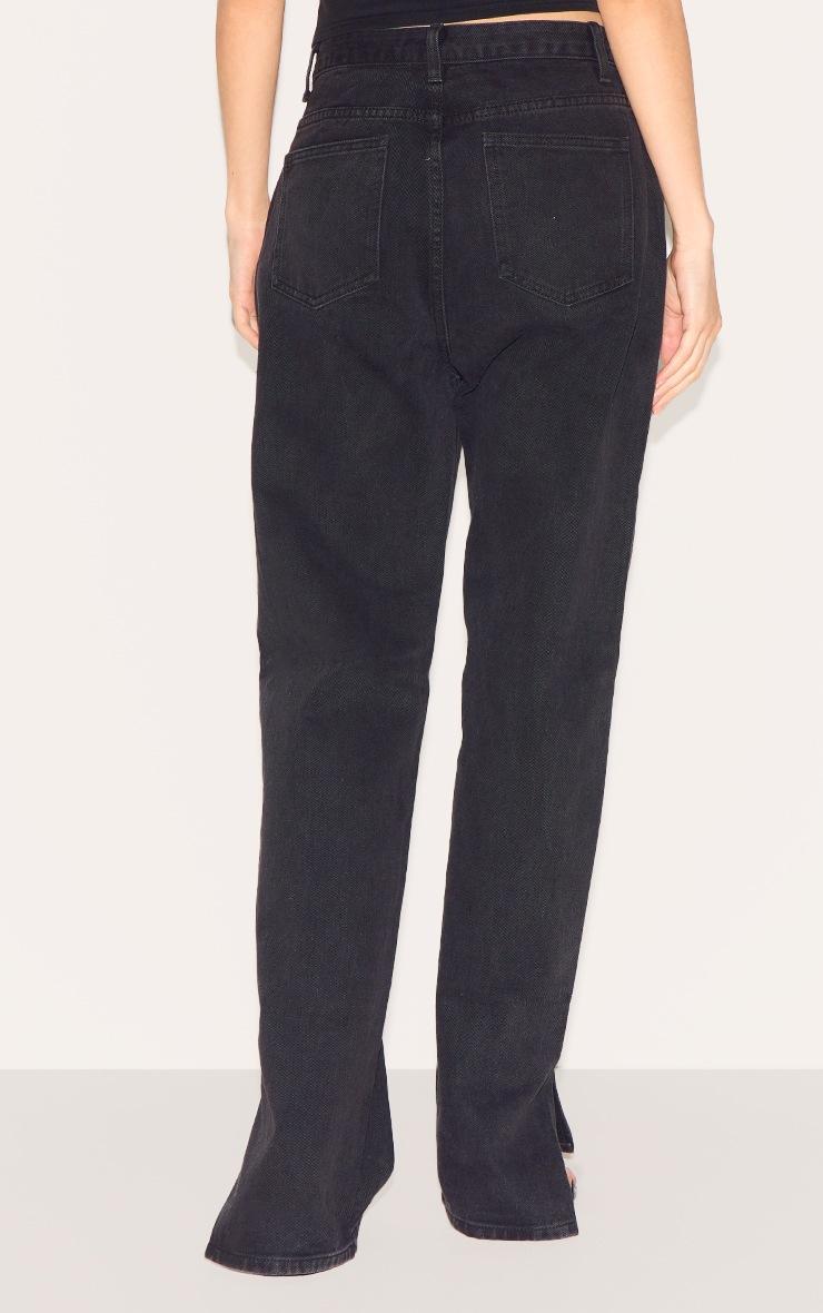 Pretty Little Thing Washed Black L30 Denim Split Hem Jeans