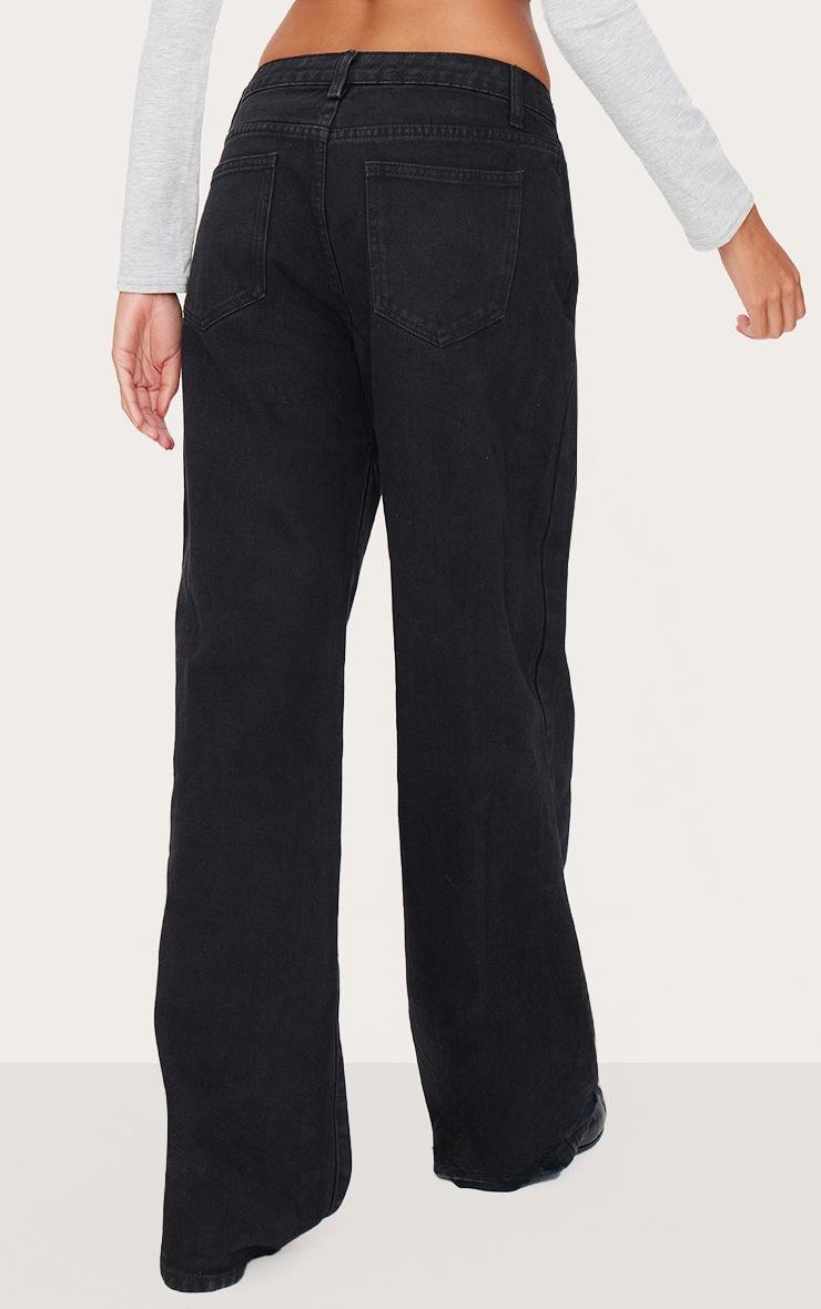 Pretty Little Thing Washed Black Low Rise Wide Leg Jean