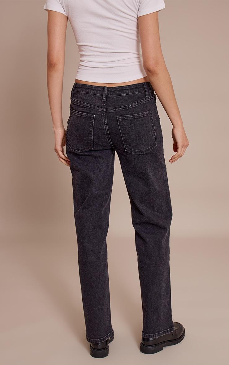 Pretty Little Thing Washed Black Mid Waist Comfort Stretch Straight Leg Jeans