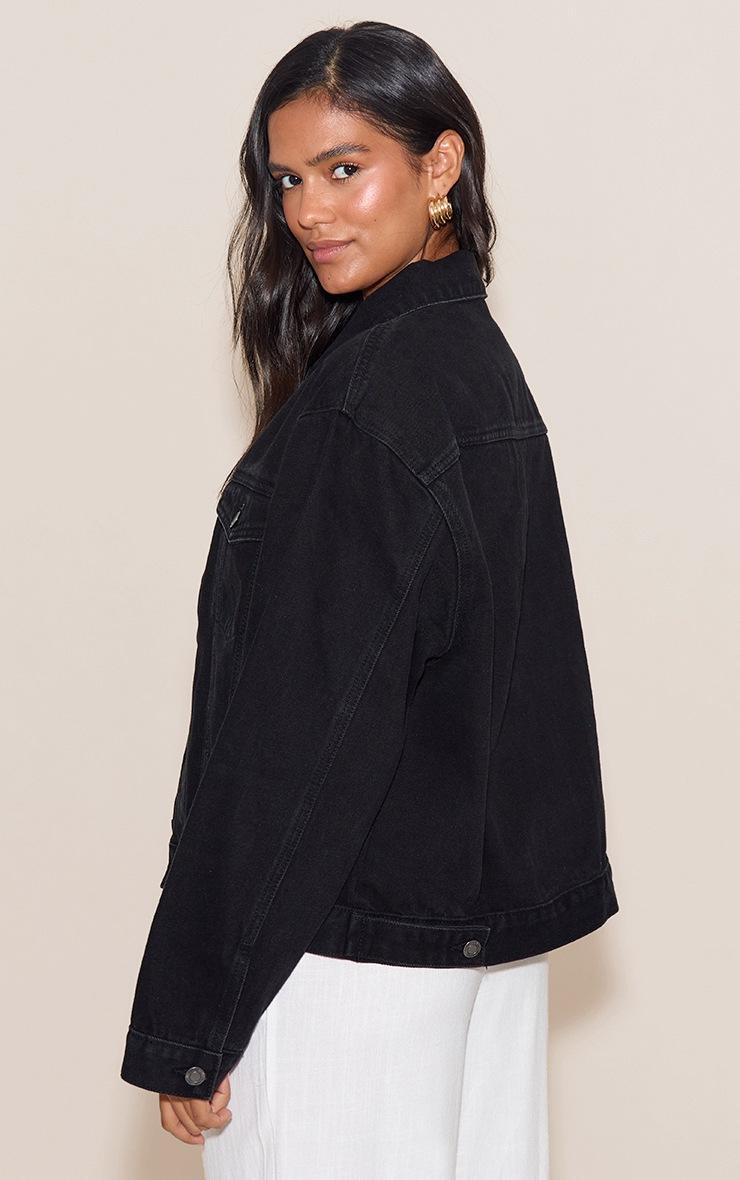 Pretty Little Thing Washed Black Oversized Classic Denim Jacket