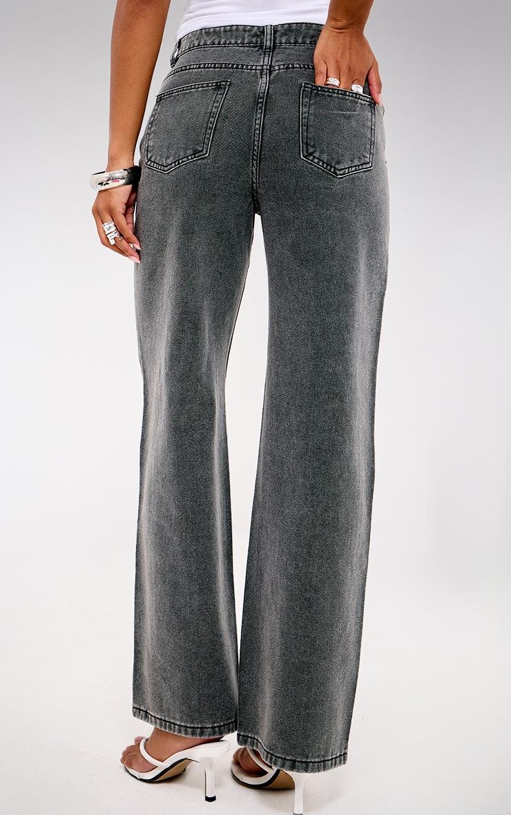 Pretty Little Thing Washed Grey Diamante Front Straight Leg Jeans
