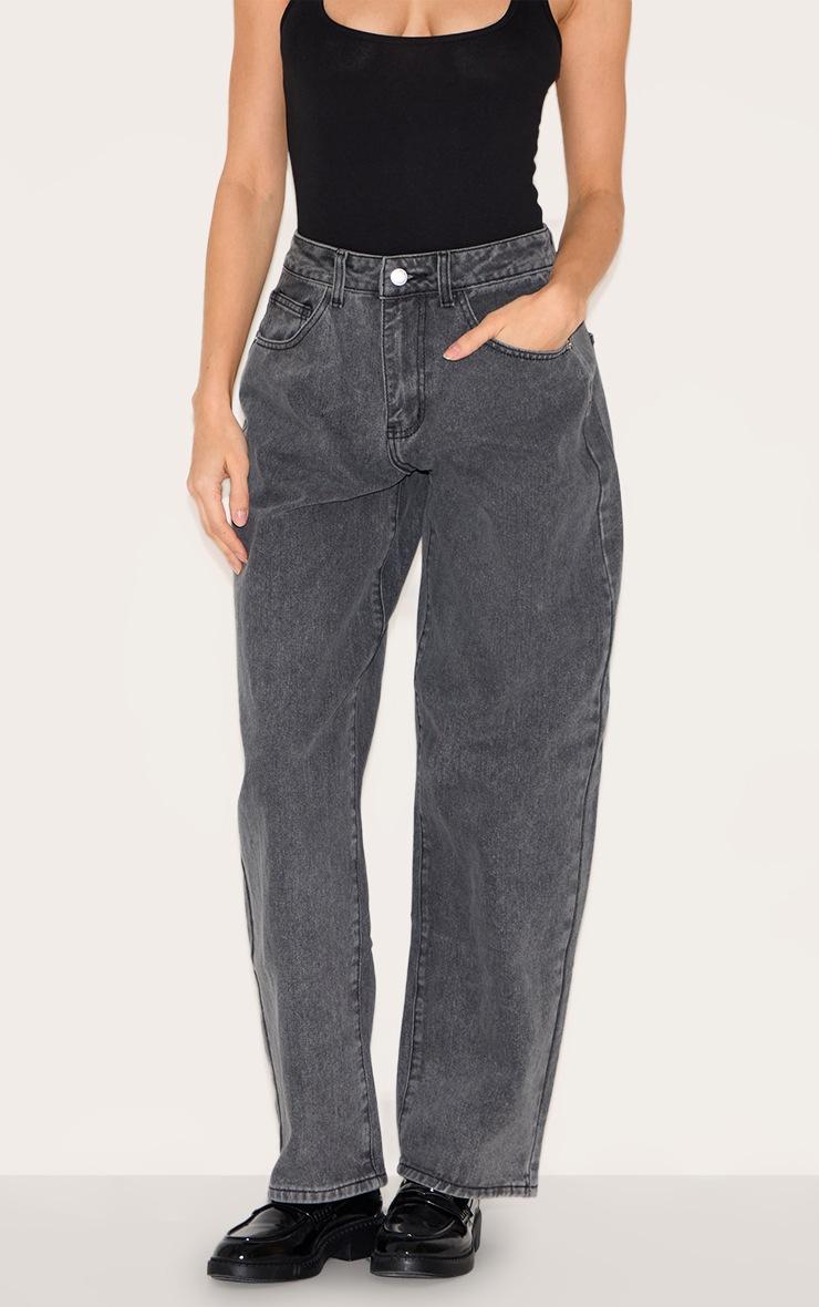 Pretty Little Thing Washed Grey Dipped Back Waistband Boyfriend Jeans