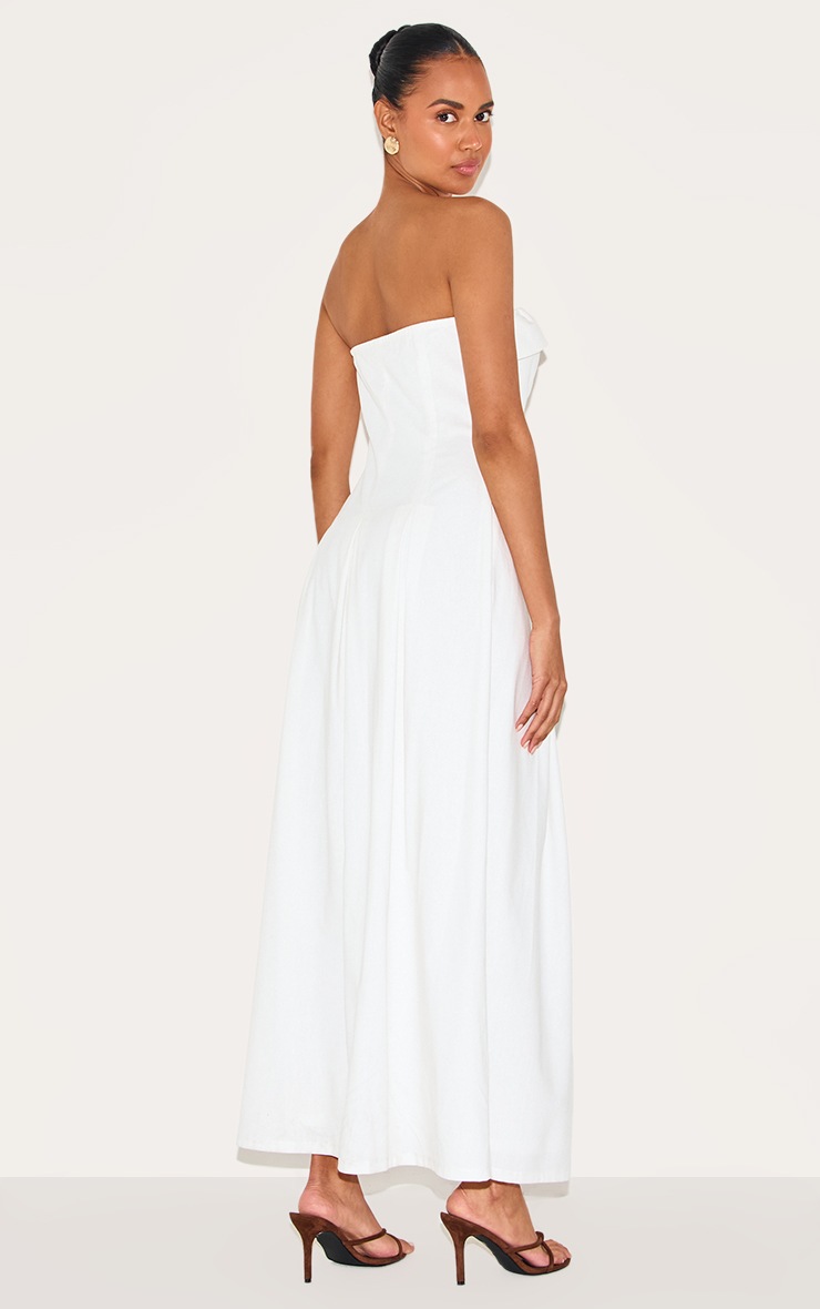 Pretty Little Thing White Bandeau Pleated Midaxi Dress