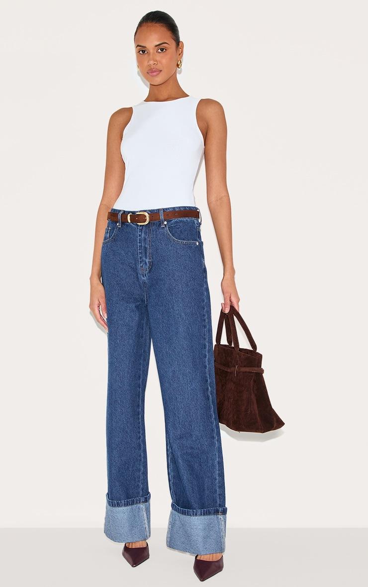 Pretty Little Thing White Basic Slinky Racer Bodysuit