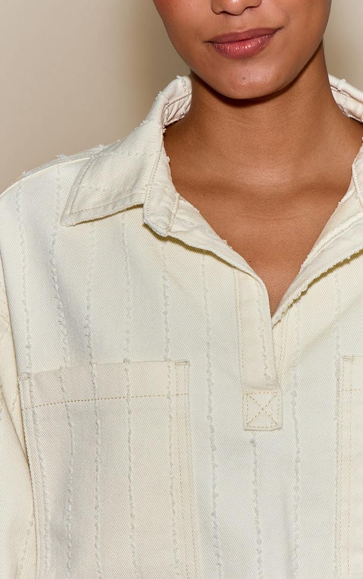 Pretty Little Thing White Boucle Denim Oversized Shirt