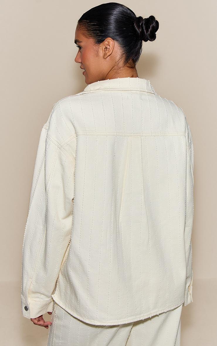 Pretty Little Thing White Boucle Denim Oversized Shirt