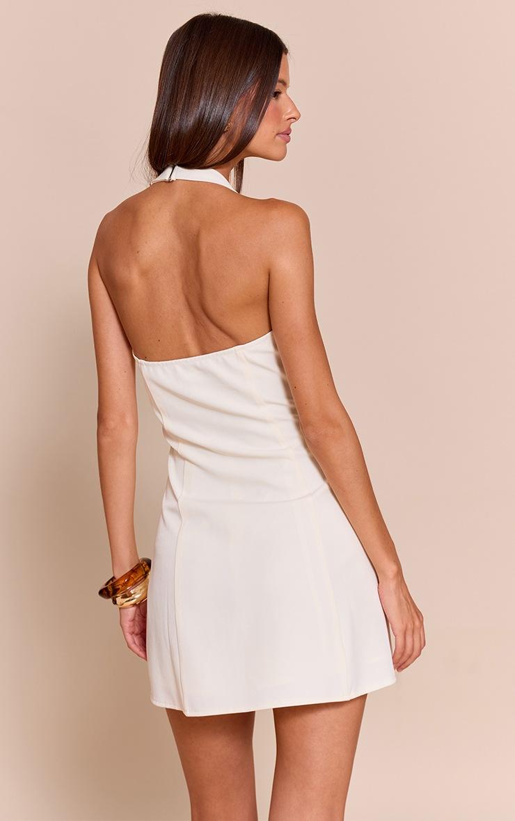 Pretty Little Thing White Buckle Detail Halterneck Shift Dress