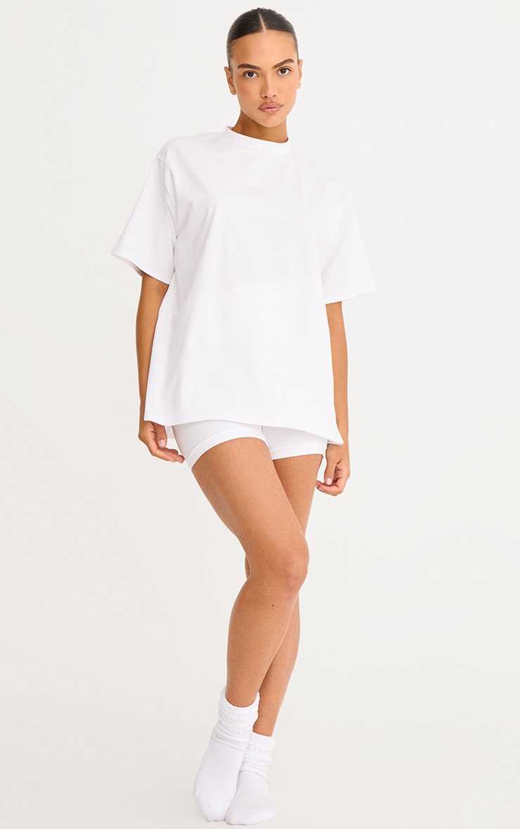 Pretty Little Thing White Cotton Basic Oversized T-shirt
