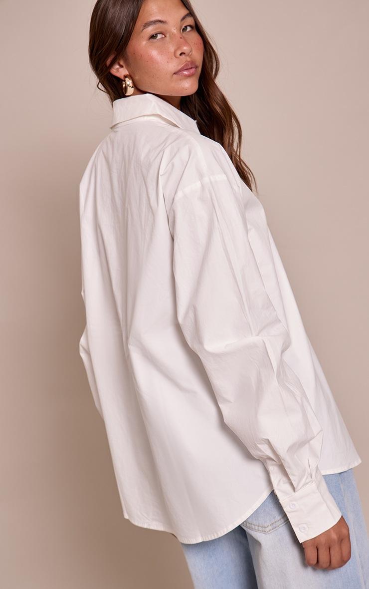 Pretty Little Thing White Cotton Multi Button Cinched Shirt