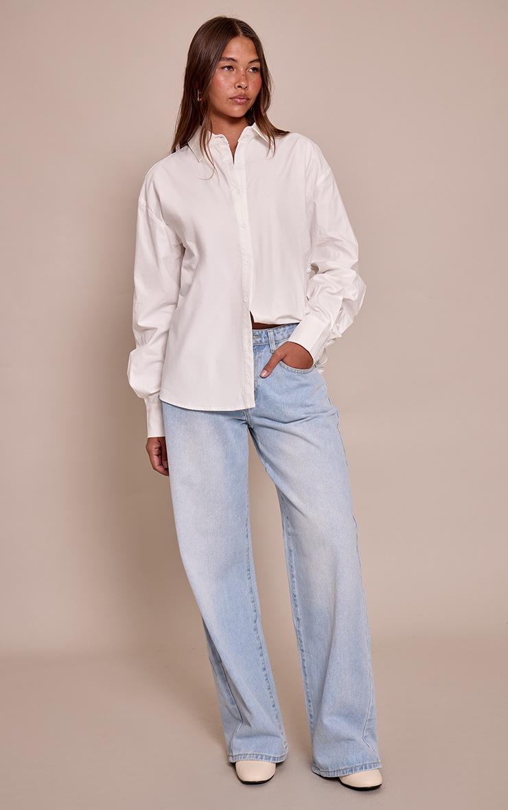 Pretty Little Thing White Cotton Multi Button Cinched Shirt