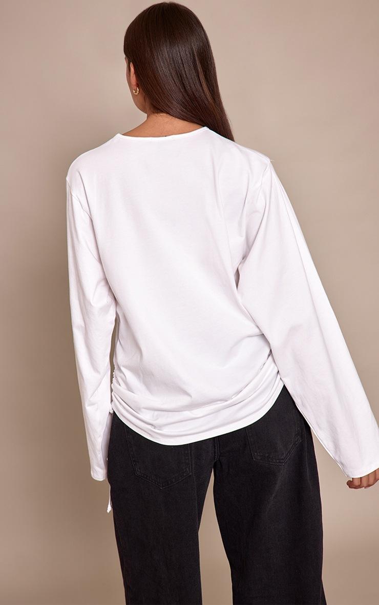 Pretty Little Thing White Cotton Ruched Side Detail Slouchy Top