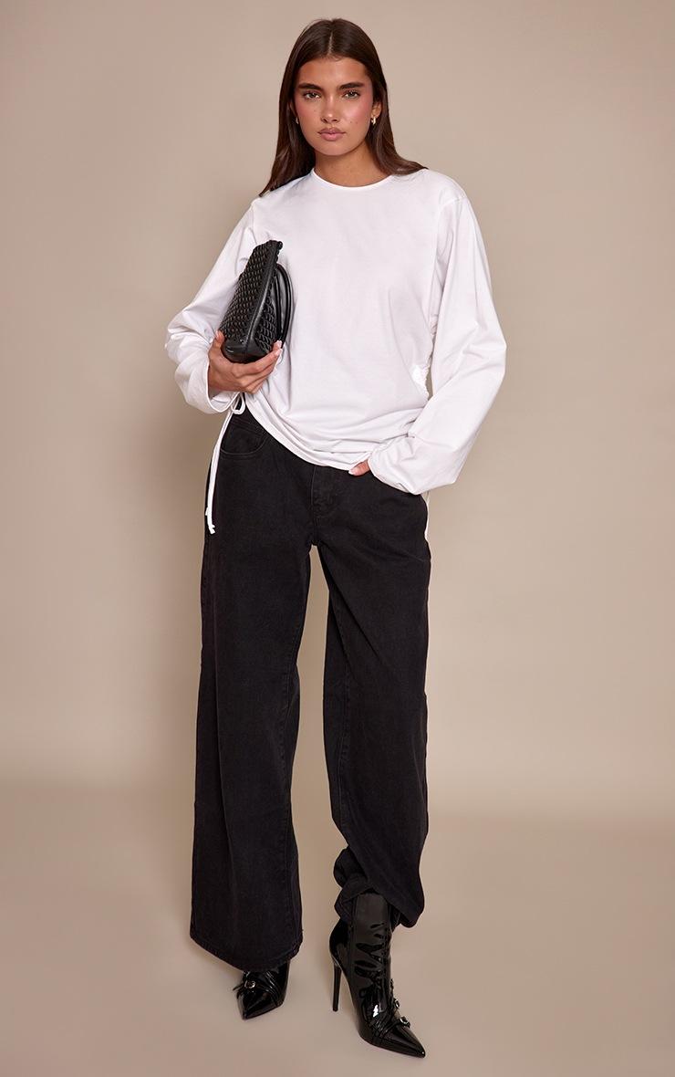 Pretty Little Thing White Cotton Ruched Side Detail Slouchy Top