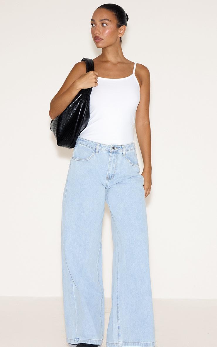 Pretty Little Thing White Cotton Scoop Neck Strappy Bodysuit