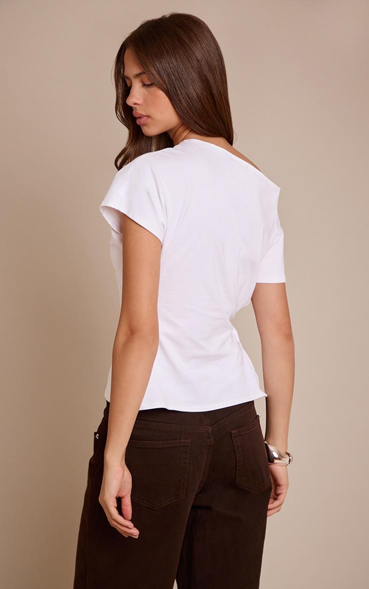 Pretty Little Thing White Cotton Tie Waist Detail T Shirt