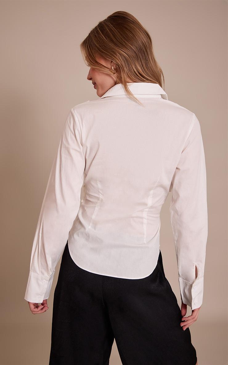 Pretty Little Thing White Cotton Wrap Detail Longline Shirt