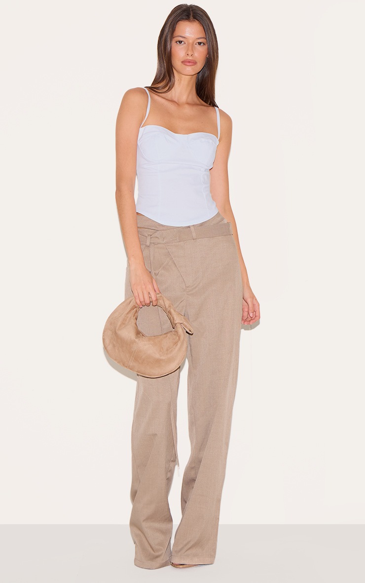 Pretty Little Thing White Curved Hem Bengaline Corset