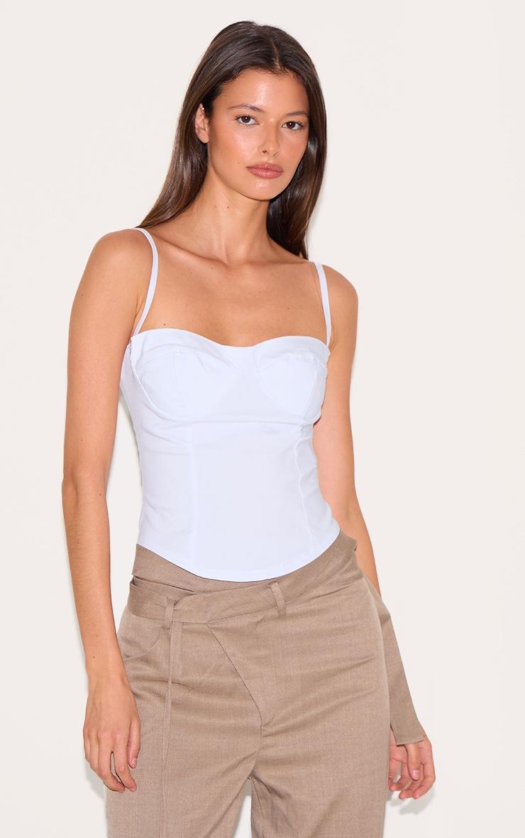 Pretty Little Thing White Curved Hem Bengaline Corset