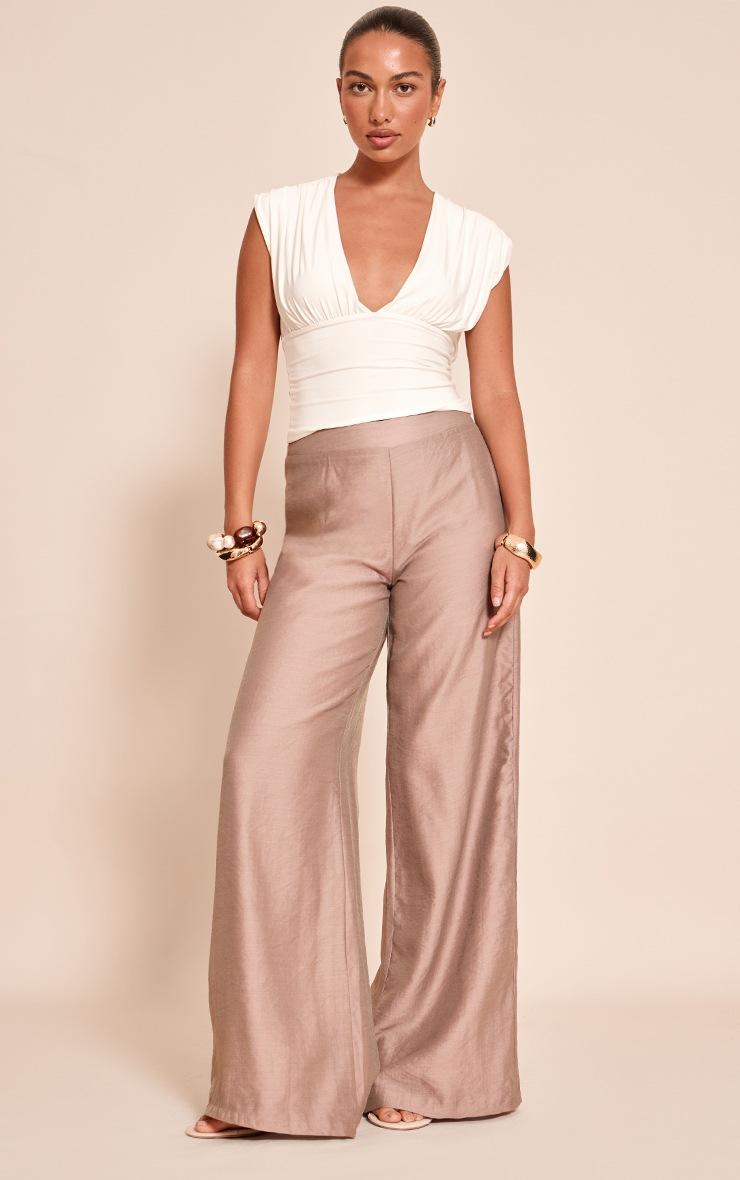 Pretty Little Thing White Double Layer Slinky Drape Plunge Long Top