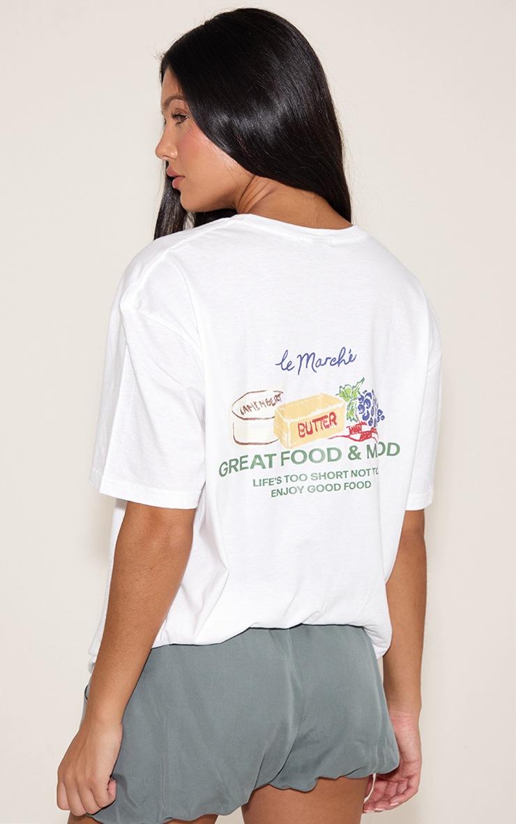 Pretty Little Thing White Food Market Graphic Oversized T-shirt