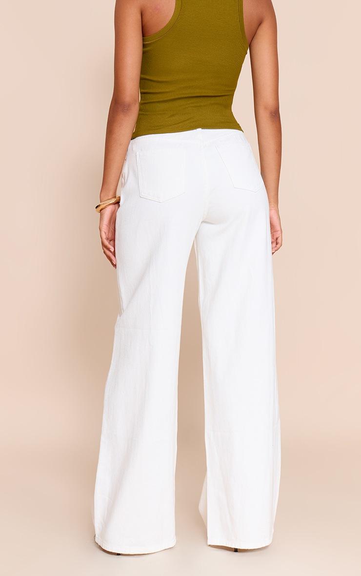Pretty Little Thing White High Waist Split Hem Boyfriend Jeans