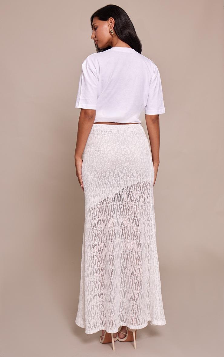 Pretty Little Thing White Lace Asymmetric Maxi Skirt