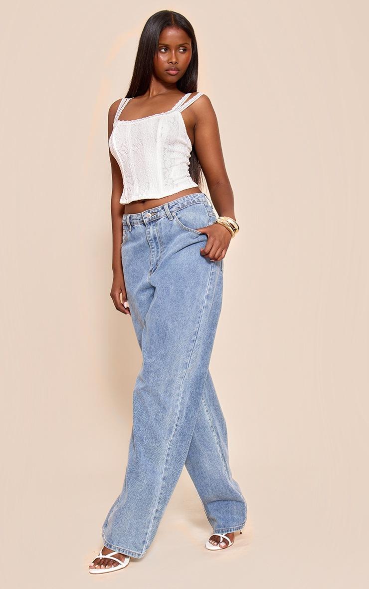 Pretty Little Thing White Lace Detail Strappy Cropped Corset Top