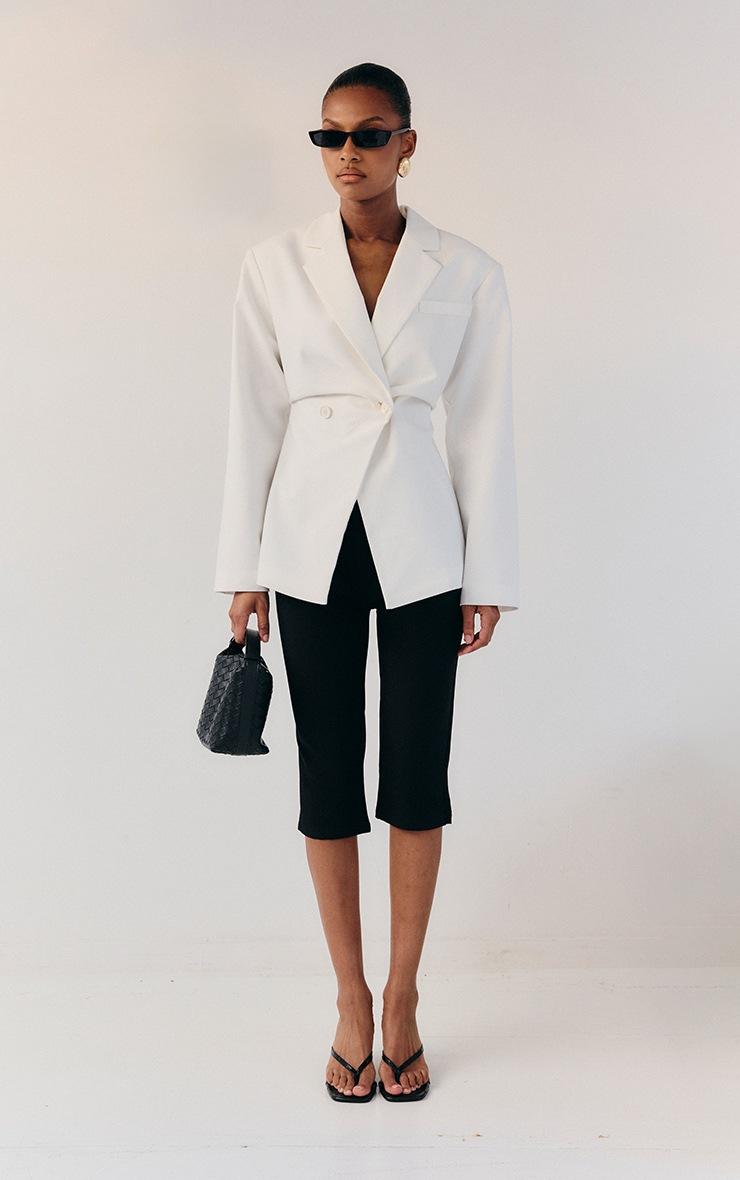 Pretty Little Thing White Linen Look Tailored Cinched Waist Blazer