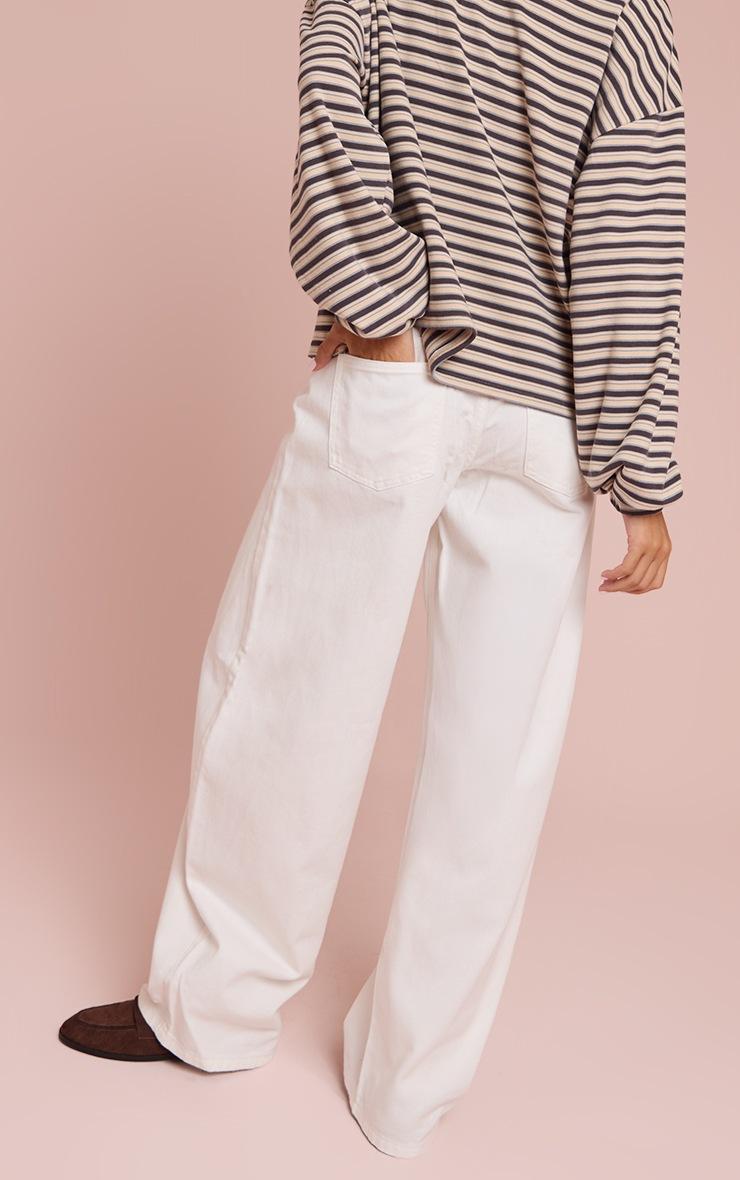 Pretty Little Thing White Low Rise Seam Detail Barrel Jean