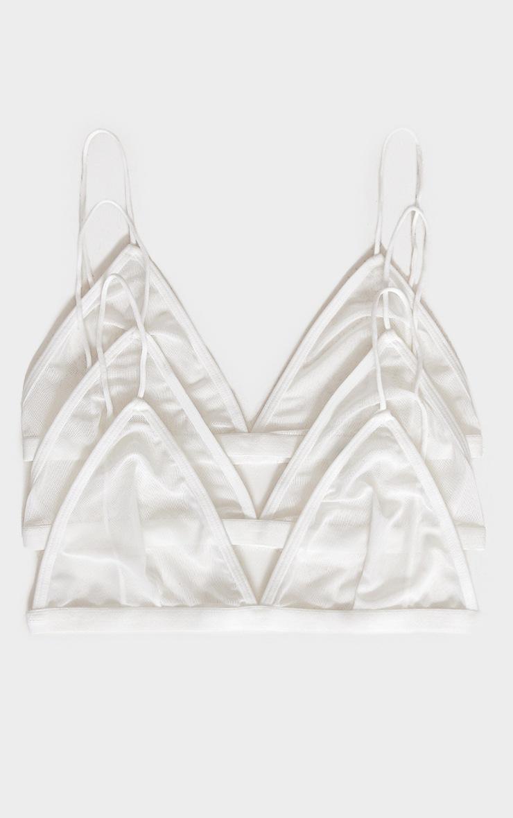 Pretty Little Thing White Mesh Pack Of 3 Basic Triangle Bra