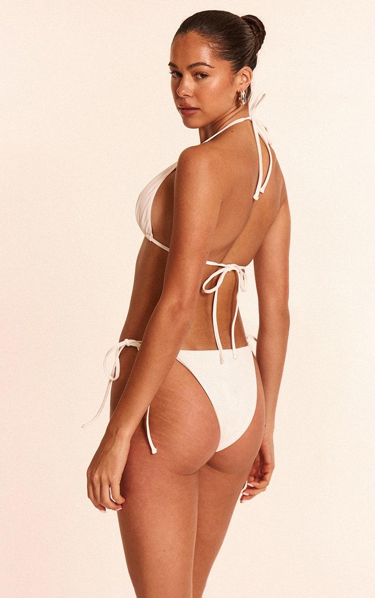 Pretty Little Thing White Mini O Ring High Apex Triangle Bikini Top