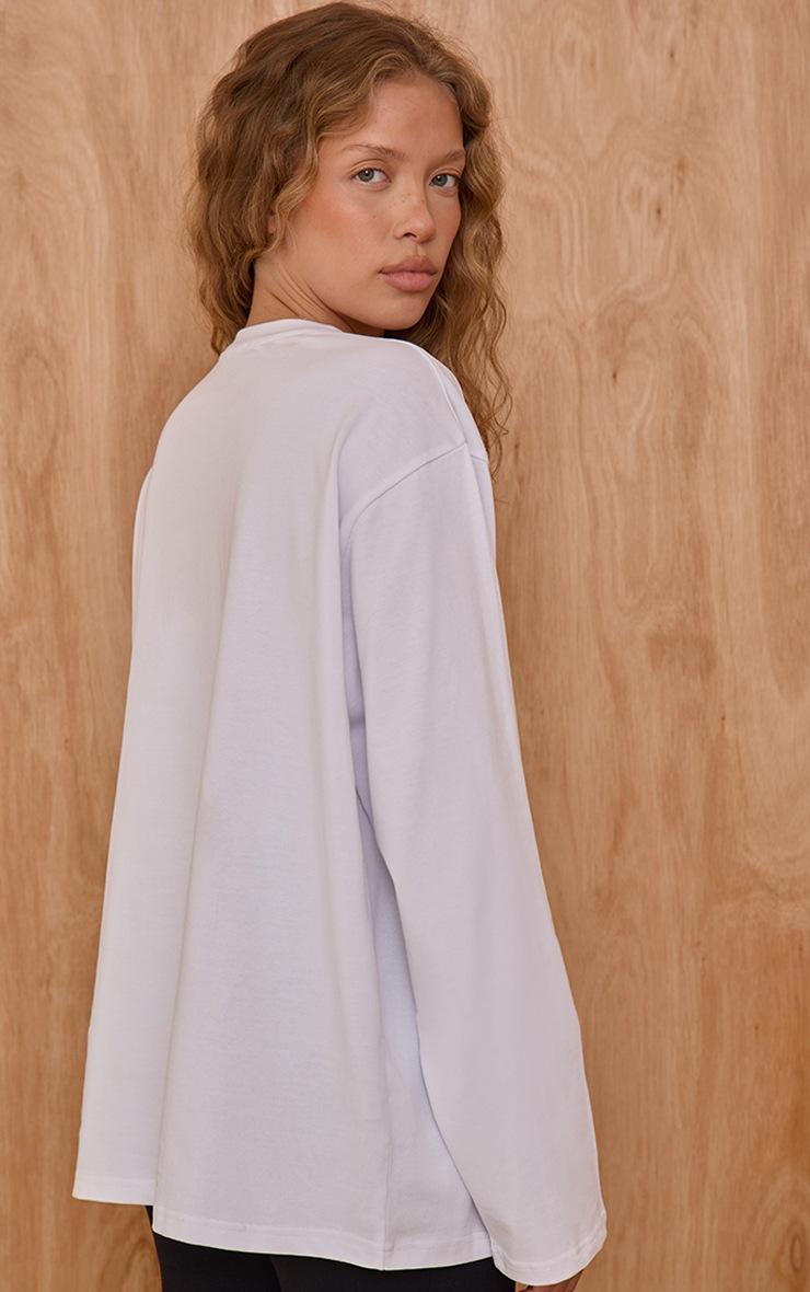 Pretty Little Thing White Oversized Embroidered T-Shirt