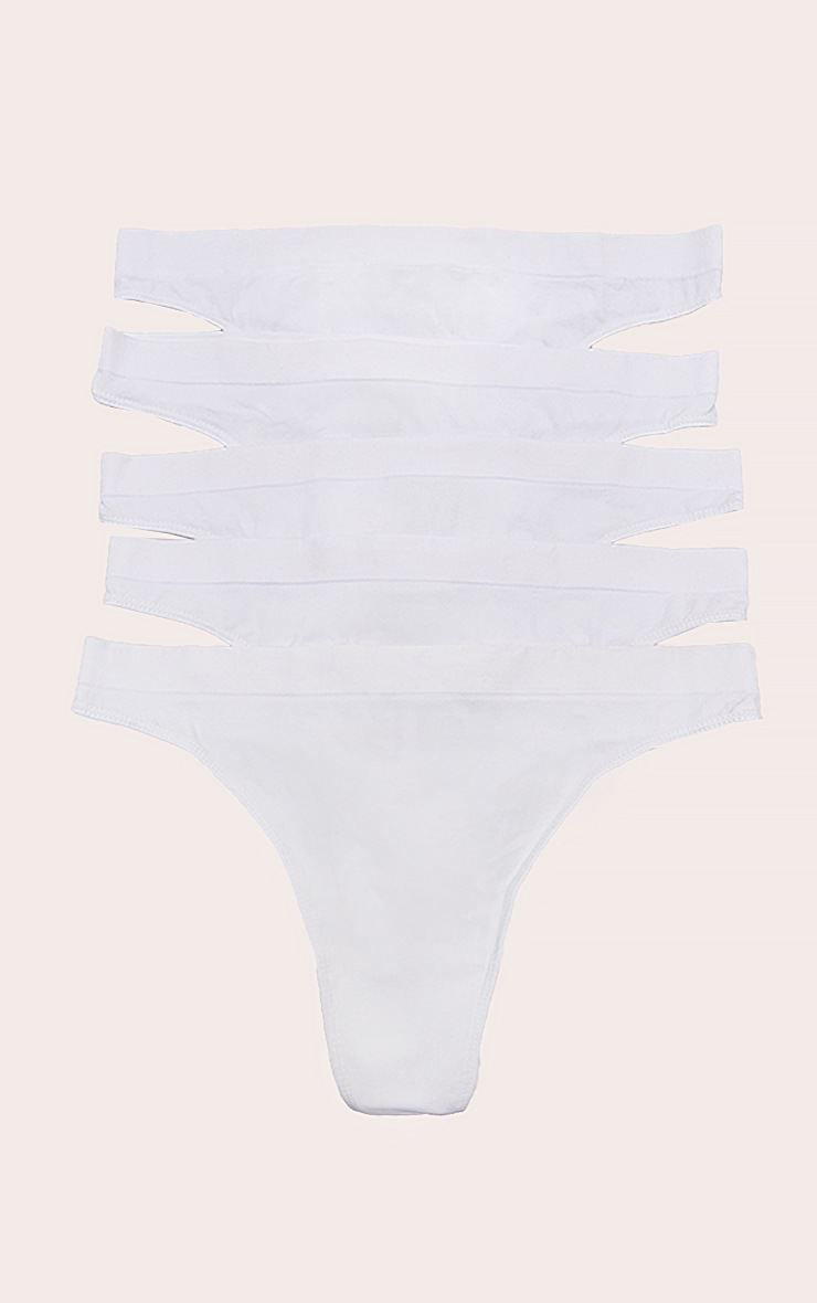 Pretty Little Thing White Pack of 5 Seamless Thongs