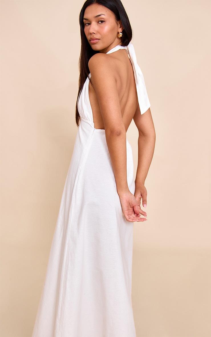 Pretty Little Thing White Plunge Halterneck Maxi Dress