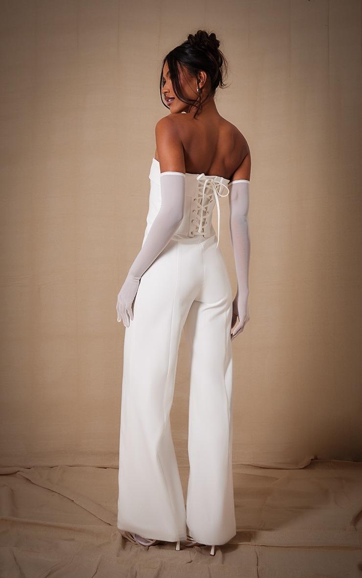 Pretty Little Thing White Premium Woven Bandeau Wide Leg Jumpsuit