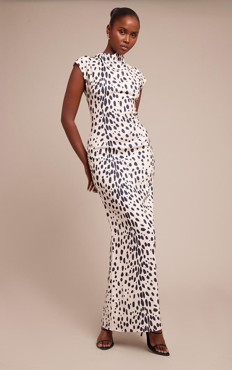 Pretty Little Thing White Printed High Neck Sleeveless Maxi Dress