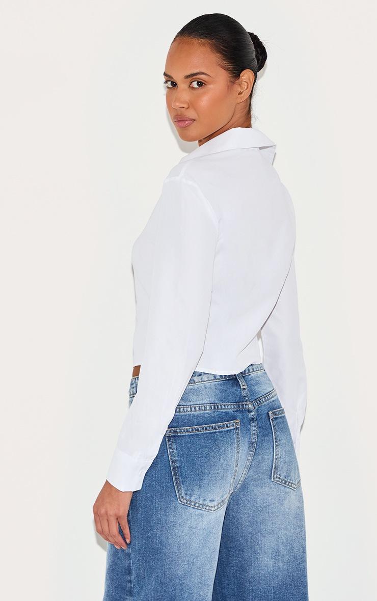 Pretty Little Thing White Ruched Buckle Asymmetric Shirt