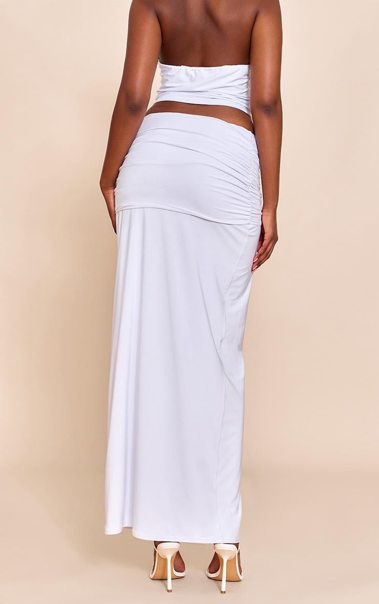 Pretty Little Thing White Ruched Detail Flowy Maxi Skirt