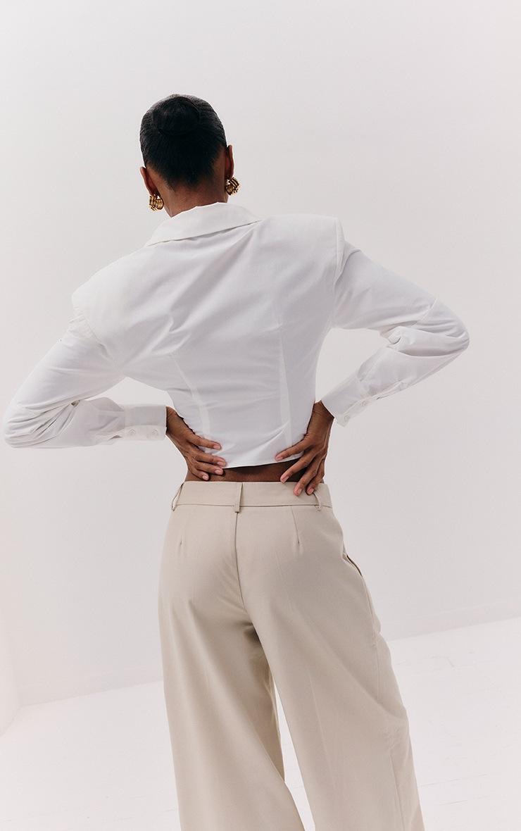 Pretty Little Thing White Ruched Shoulder Pad Detail Shirt