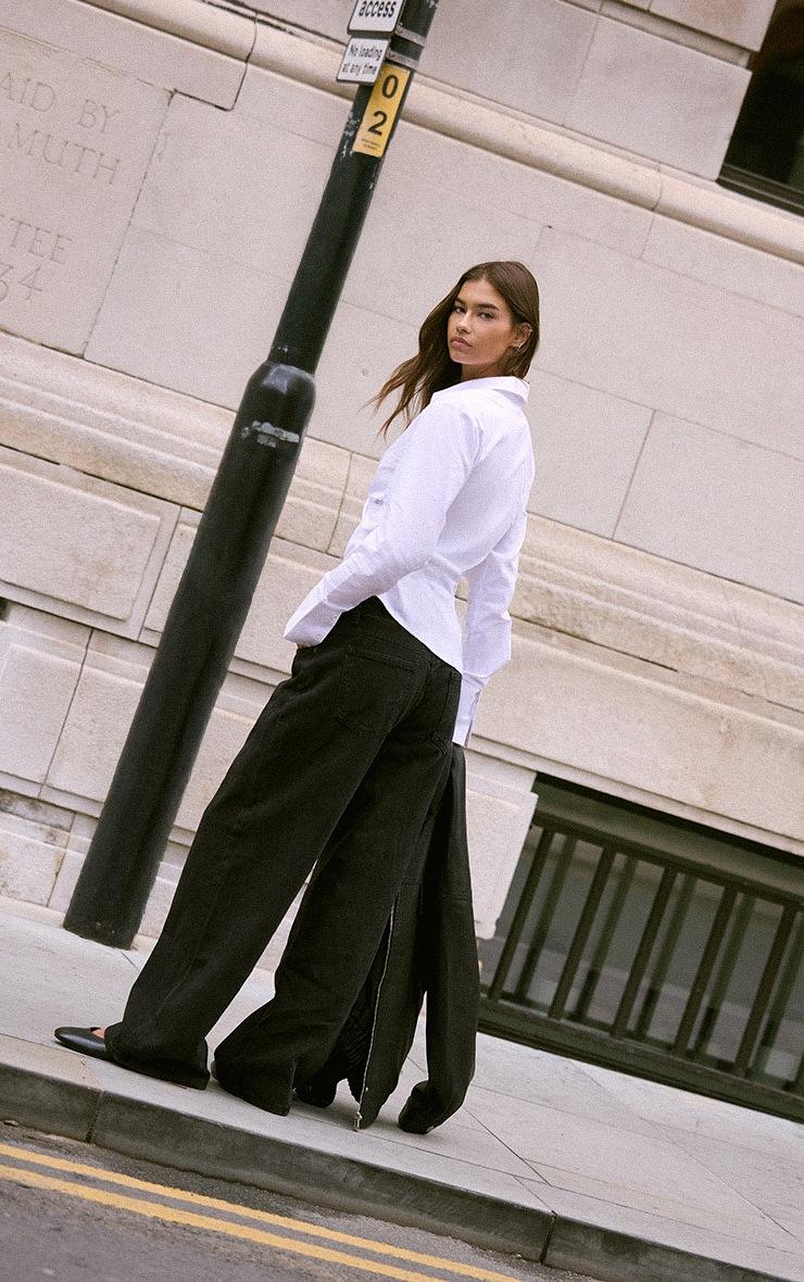 Pretty Little Thing White Ruched Wrap Detail Long Sleeve Shirt