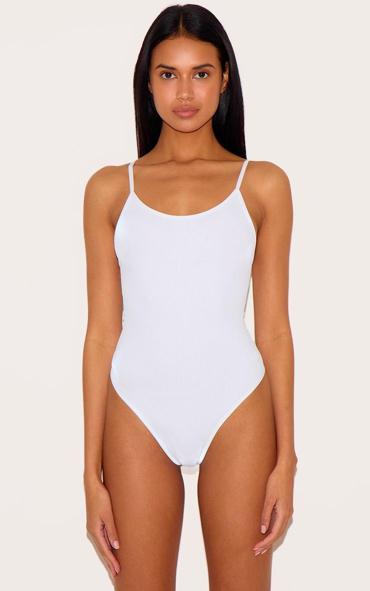 Pretty Little Thing White Seamless Rib Lingerie Bodysuit