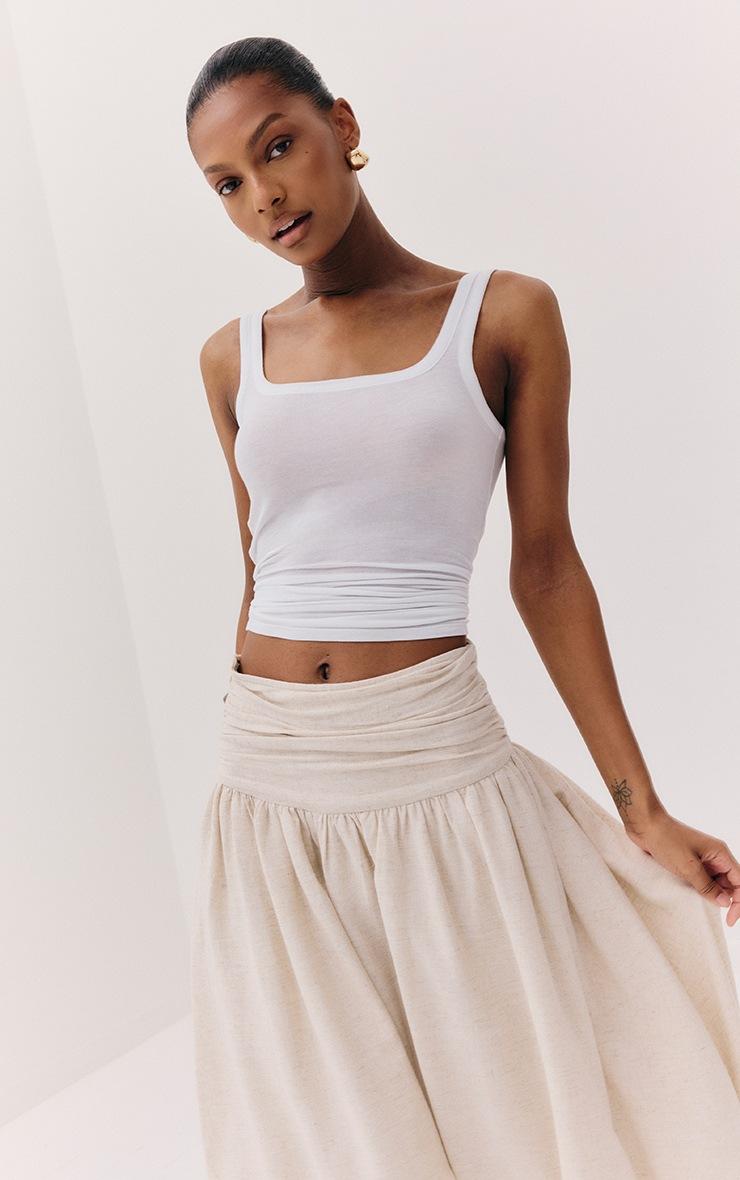 Pretty Little Thing White Sheer Soft Touch Scoop Neck Long Vest Top