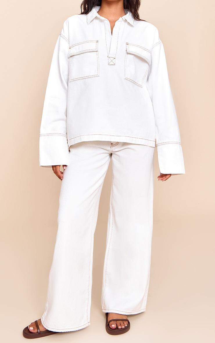 Pretty Little Thing White Slouchy Wide Leg Style Jeans