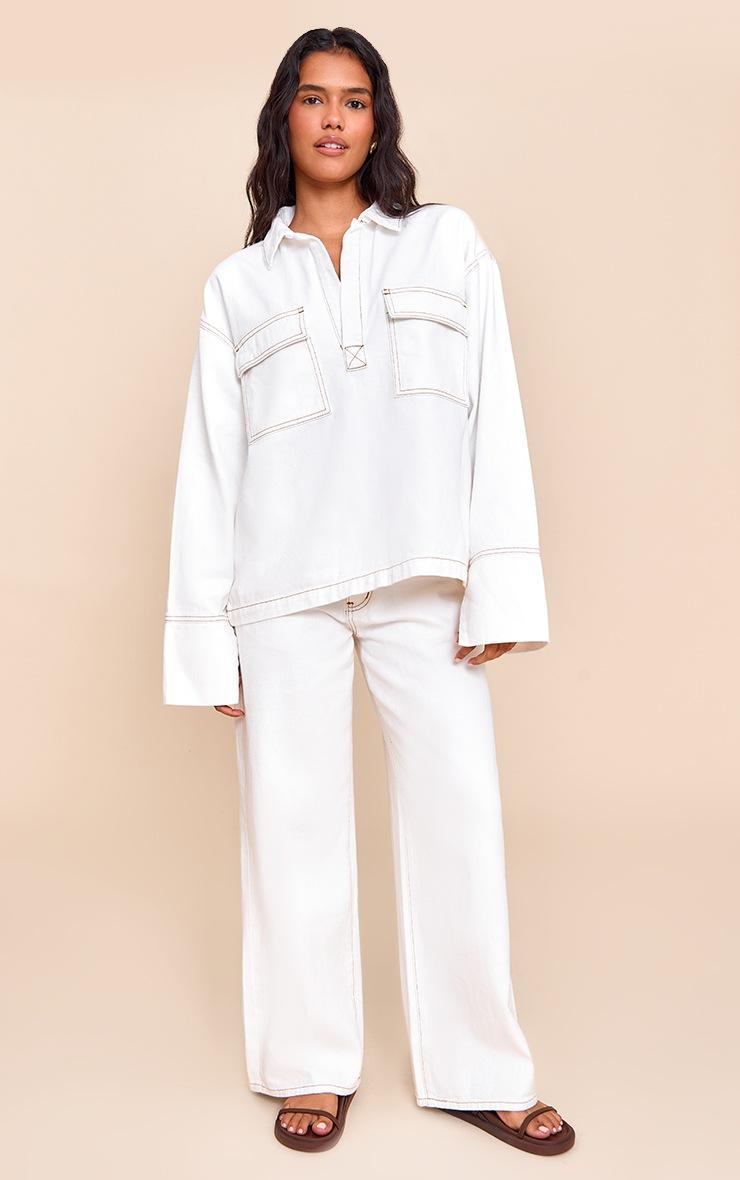 Pretty Little Thing White Slouchy Wide Leg Style Jeans